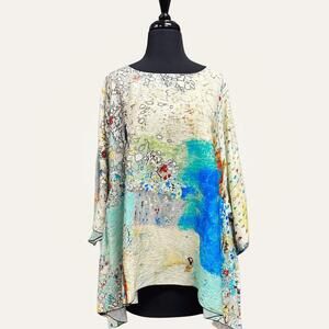 NEW 3 POTATO women's flower butterfly top in white multi